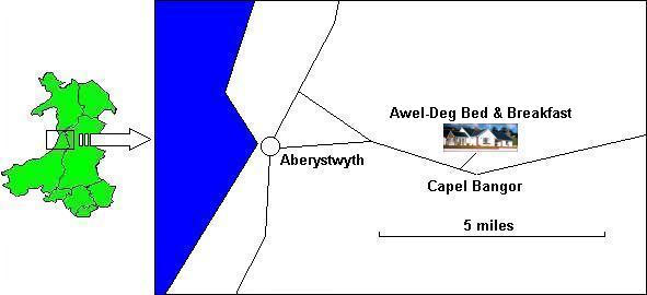 We are just 100m north of the A44 main road at Capel Bangor, 5 miles east of Aberystwyth in Ceredigion, Mid Wales.